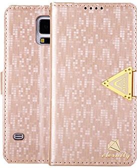 New Arrivial 1PC Luxury Leather Flip Wallet Cover Case for Samsung Galaxy S5 i9600 (Hot Pink) (Rose Gold)