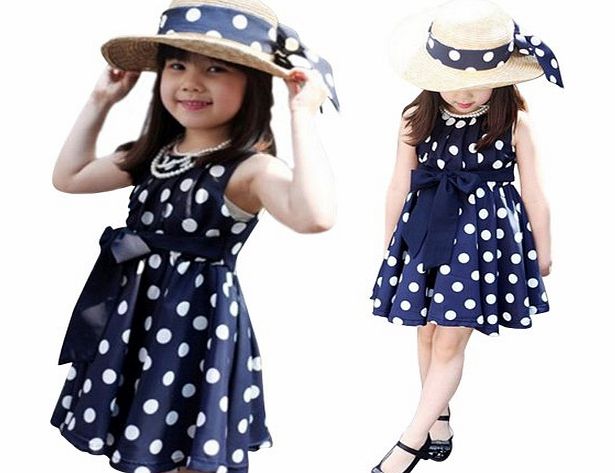 Bocideal TM) New Design Kids Children Clothing Polka Dot Girl Chiffon Sundress Dress (L, Blue)