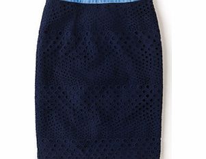 Boden Broderie Pencil Skirt, Dark Aqua,Royal Blue