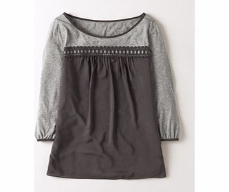 Boden Broderie Smock Top, Pewter/Grey