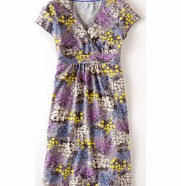 Boden Casual Jersey Dress, Moth Flower Spray,Pewter