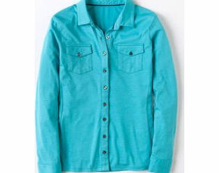 Boden Casual Jersey Shirt, Soft Turquoise,Fruit