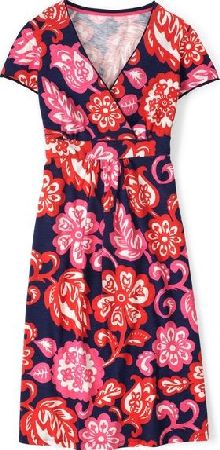 Boden Casual Jersey Work Dress Navy Tropical Floral