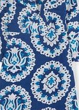 Boden Casual Linen Tunic, Blue Woodblock 34674309