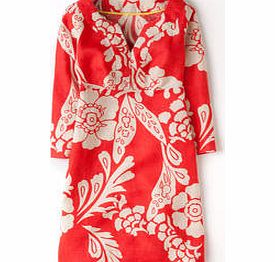 Boden Casual Linen Tunic, Pink Lady Stencil