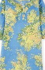Boden Casual Linen Tunic, Porcelain Blue Mimosa 34791418