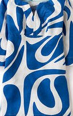Boden Casual Linen Tunic, Ultramarine Sixties Swirl
