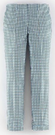 Boden Chelsea Turn-Up Trousers Steel Blue Tile Print
