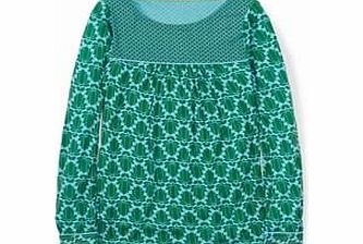 Boden Claire Top, Green Tulip Stamp,Bright Red Tulip