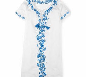 Boden Corsica Kaftan, White with Blue,Pink with