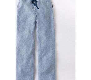 Boden Drawstring Linen Trouser, Blue,Light blue,White