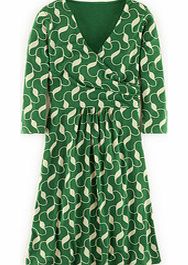 Boden Elena Dress, Sprout Geo Leaf,Orange Peel/Navy