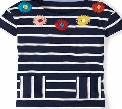 Boden Embroidered Flower Top, Navy 34642652