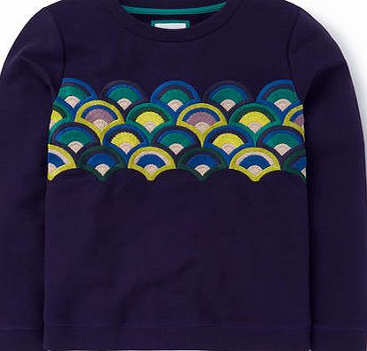 Boden Embroidered Scallop Sweatshirt Navy Boden, Navy