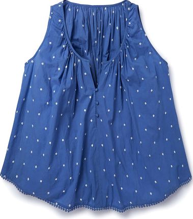 Boden Embroidered Spot Top Frosty Blue Boden, Frosty