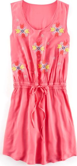 Boden, 1669[^]34958959 Embroidered Tie Waisted Dress Pink Boden, Pink