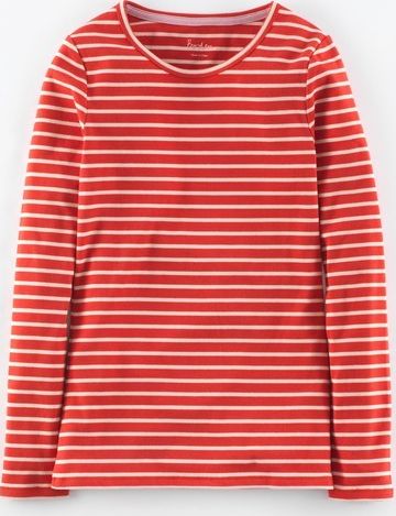 Boden Essential Crew Neck Tee Rouge Red/Old Pink