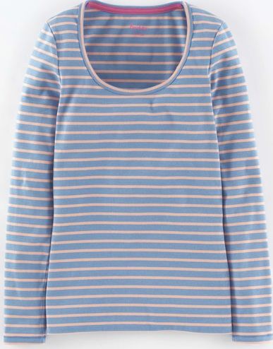 Boden, 1669[^]35003789 Essential Scoop Neck Tee Frosty Blue/Charm Pink