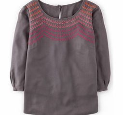 Boden Fancy Embroidered Top, Grey 34316950