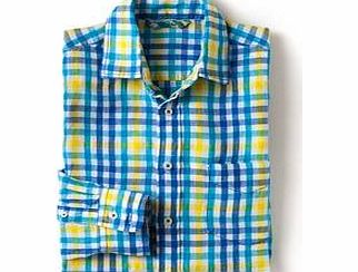 Boden Favourite Linen Shirt, Blue/Yellow Check 34058222
