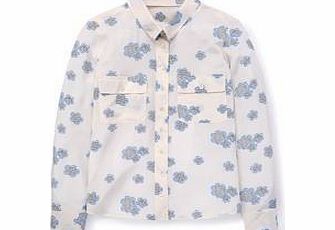 Boden Fleur Silk Shirt, Ivory Daisy,White,Navy