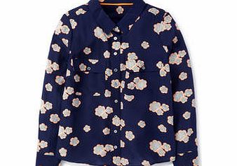Boden Fleur Silk Shirt, Navy Daisy,Ivory