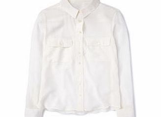 Boden Fleur Silk Shirt, White,Navy Daisy,Ivory