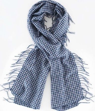 Boden Fringed Scarf Galaxy Blue Dogtooth Boden, Galaxy
