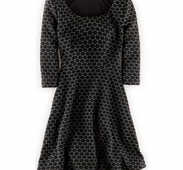Boden Jersey Jacquard Dress, Navy/Beige 34390609