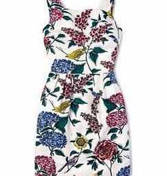 Boden Kiera Dress, Ivory Botanical,Tutti Frutti/Green