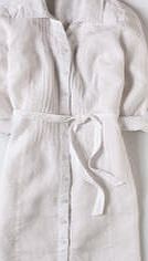 Linen Shirt Dress, White 34146902