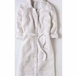 Linen Shirt Dress, White,Oriental Blue 34146761