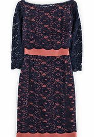 Luxurious Lace Dress, Navy/Pink