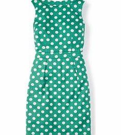 Boden Martha Dress, Leafy Green Classic Spot,Sulphur