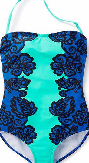 Boden Placement Print Swimsuit Royal Blue/Patina