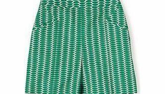 Boden Pretty Pleat Skirt, Green Multi Scallop,Navy