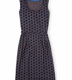 Boden Printed Jersey Dress, Navy/Pewter Circles,Leafy
