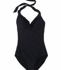 Boden Ruffle Swimsuit, Black,Sailor Blue/Ivory