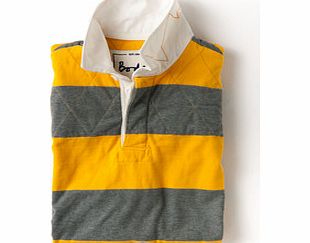 Boden Rugby Shirt, Yellow/Grey Marl Stripe,Petrol/Ecru