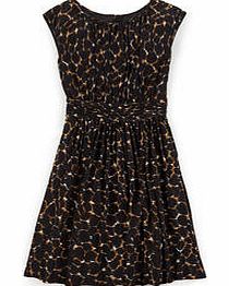 Boden Selina Dress, Black Painted Leopard,Grey/Red