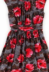 Boden Selina Dress, Grey/Red Floral 34306811