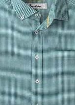 Short Sleeve Laundered Shirt, Green Gingham