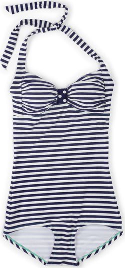 Boden Vintage Boyleg Swimsuit Sailor Blue/Ivory Stripe