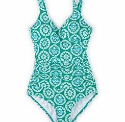 Boden Wrap Front Swimsuit, Lotus Woodblock,Tropical