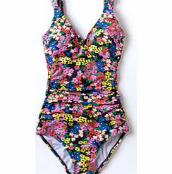Wrap Front Swimsuit, Pink Bloom,Black,Tropical