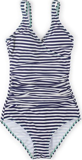 Boden, 1669[^]34564518 Wrap Front Swimsuit Sailor Blue/Ivory Stripe