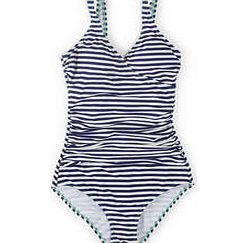 Boden Wrap Front Swimsuit, Sailor Blue/Ivory