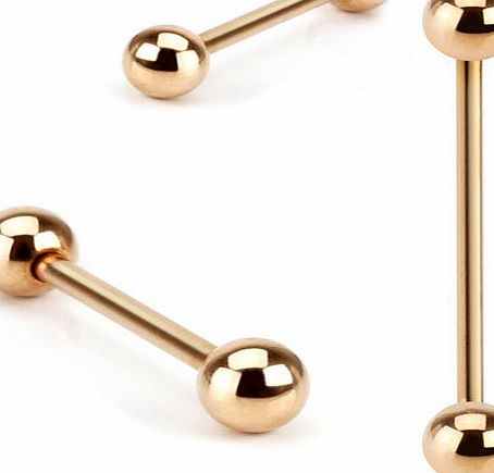 Body Jewellery Shack 1 of Nipple bar piercing basic Straight Barbell ROSE GOLD Ion Plating over 316L Surgical Steel 16mm