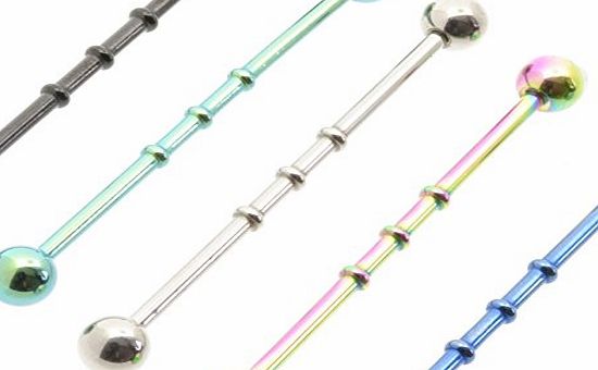Body Jewellery Shack Industrial Scaffold piercing bars 38mm NOTCHED (SET OF 5) Titanium Ion Plated Barbell