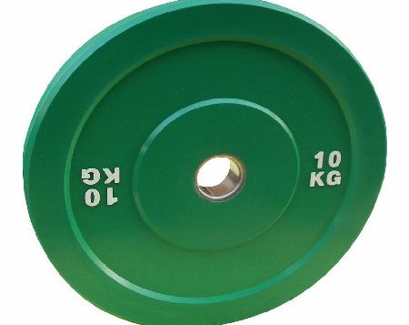 Body Power 10Kg GREEN Solid Rubber Olympic Disc Weight